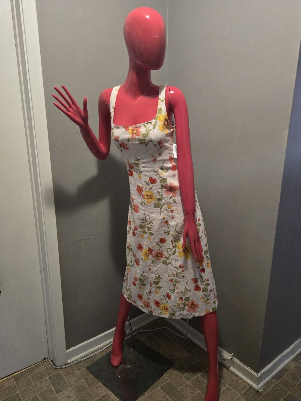 NWT Floral White Fit And Flare Linen Blend Sundress - Sleeveless Summer Dress
